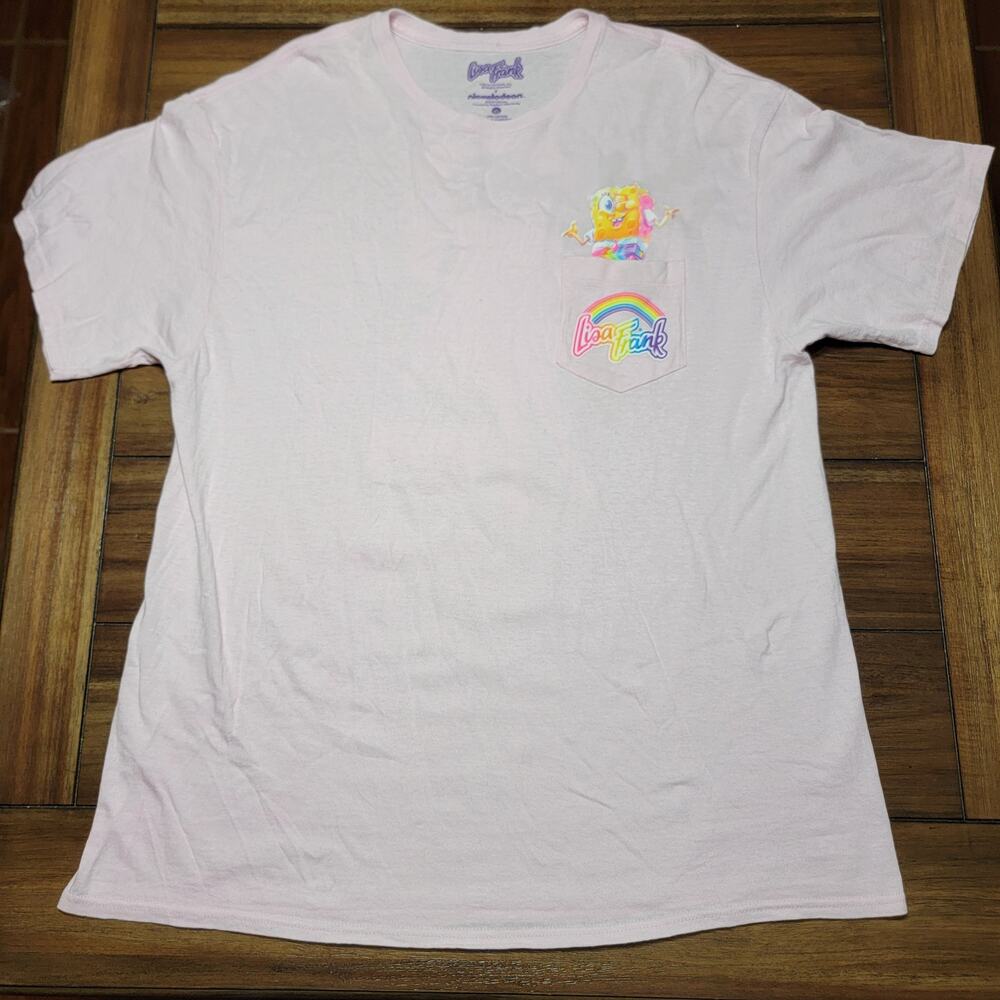 Lisa Frank X Nickelodeon Pink Tee Spongebob on a Unicorn w/ Pocket - Size XL - Picture 3 of 6